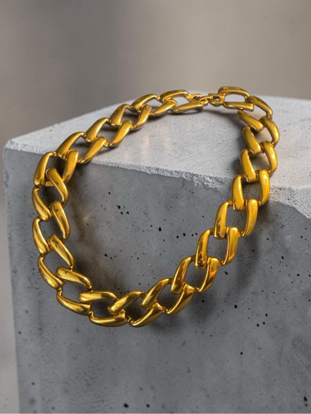 Vintage Napier Gold Tone Chunky Link Statement Necklace - Picture 4 of 5